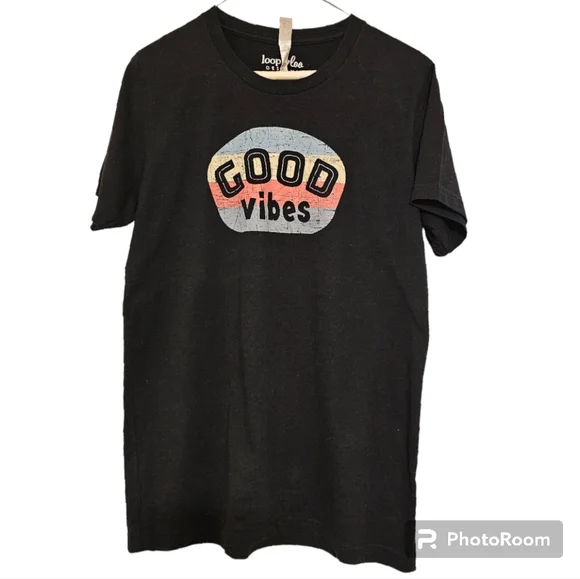 Loopty Loo Unisex "Good Vibes" Graphic T-Shirt - Picture 1 of 5